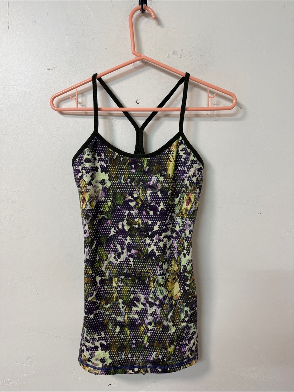 lululemon athletica Purple & Green Floral Mesh Strappy Tank